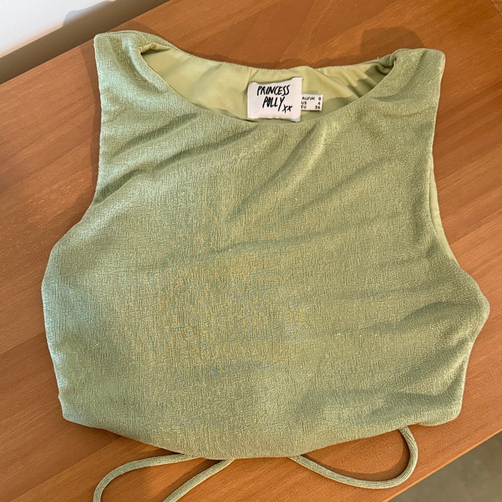 Princess Polly Sage Green Crop Top
